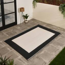 OHS Contrast Border Reversible Outdoor Garden Rug Waterproof Area Mat - Size: 120 cm x 170 cm - thumbnail 1