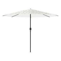 Berkfield Home Durable Garden Parasol with Steel Pole White 388x388x248 cm - Size: 388 x 388 x 248 cm - thumbnail 4