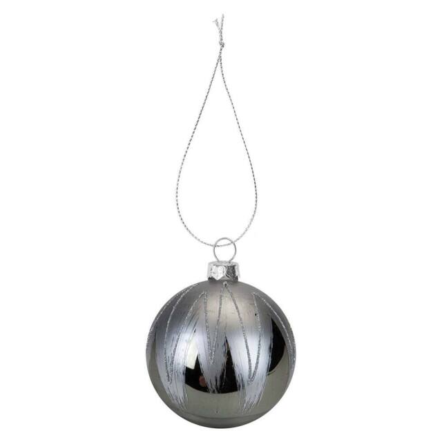 VFM e-Store Christmas Hanging Glass Bauble Decoration 10cm x 8cm Silver X 1 - Size: 10 cm x 8 cm - image 1