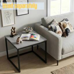 Alivio Set of 3 Industrial Nesting Coffee Table Space-Saving with Metal Frame in Grey - thumbnail 4