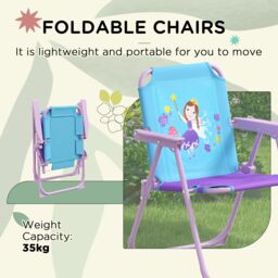 OUTSUNNY Children Table & Chair Set Outdoor Garden Furniture Set w/ Fairy Theme in Blue - thumbnail 4