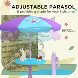 OUTSUNNY Children Table & Chair Set Outdoor Garden Furniture Set w/ Fairy Theme in Blue - thumbnail 5