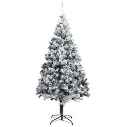 Berkfield Home Artificial Christmas Tree with Flocked Snow Green 240 cm PVC - thumbnail 1