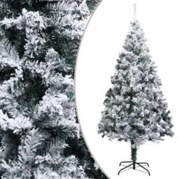 Berkfield Home Artificial Christmas Tree with Flocked Snow Green 240 cm PVC - thumbnail 2