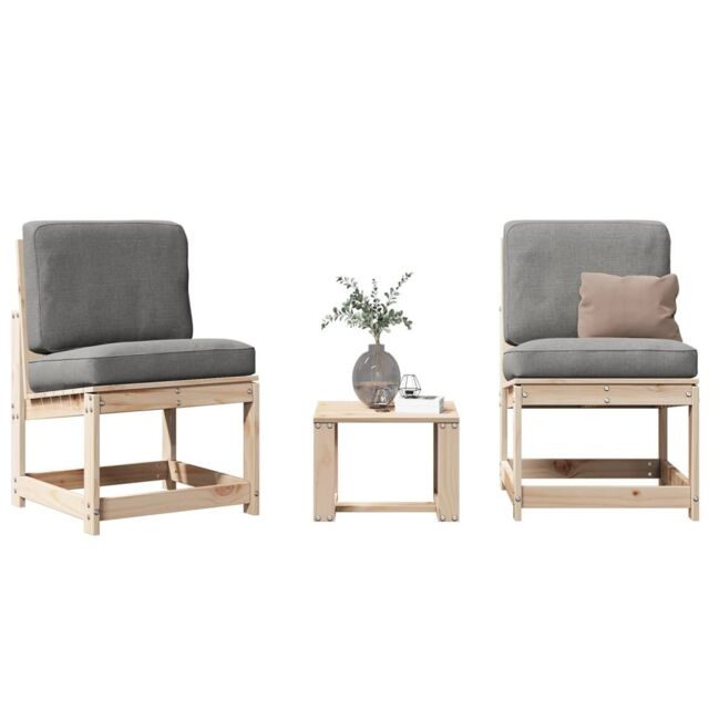 Berkfield Home 3 Piece Garden Lounge Set Solid Wood Pine in Brown - image 1
