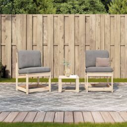 Berkfield Home 3 Piece Garden Lounge Set Solid Wood Pine in Brown - thumbnail 3