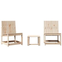 Berkfield Home 3 Piece Garden Lounge Set Solid Wood Pine in Brown - thumbnail 2