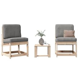 Berkfield Home 3 Piece Garden Lounge Set Solid Wood Pine in Brown - thumbnail 1
