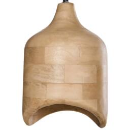 Wyld and Coco Mango Wood Pendant Lamp - Light Brown Curved Opening - thumbnail 5
