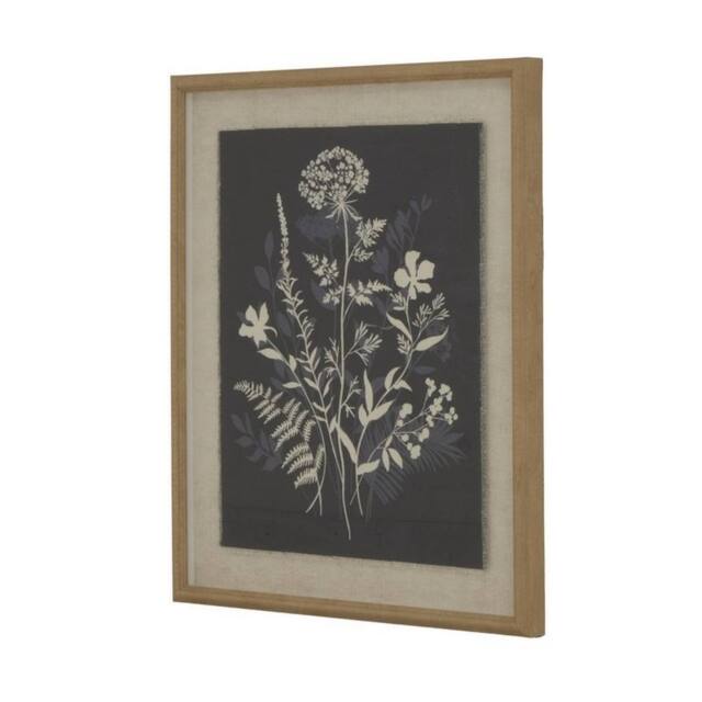 Lemon Pavilion Furniture and Decor Flora & Fauna Collection Meadow on Linen in Beaded Frame in White - image 1