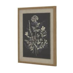 Lemon Pavilion Furniture and Decor Flora & Fauna Collection Meadow on Linen in Beaded Frame in White