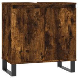 Berkfield Home Bathroom Cabinet Smoked Oak 58x33x60 cm Engineered Wood in Brown - Size: 58 x 33 x 60 cm - thumbnail 2