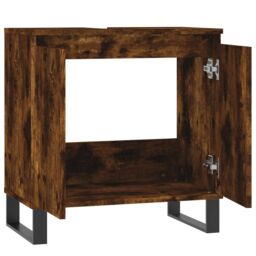 Berkfield Home Bathroom Cabinet Smoked Oak 58x33x60 cm Engineered Wood in Brown - Size: 58 x 33 x 60 cm - thumbnail 5