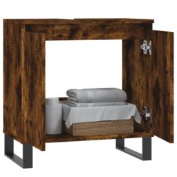 Berkfield Home Bathroom Cabinet Smoked Oak 58x33x60 cm Engineered Wood in Brown - Size: 58 x 33 x 60 cm - thumbnail 3