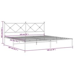 Berkfield Home Metal Bed Frame without Mattress with Headboard Black 193x203cm - Size: 193x203 cm - thumbnail 8