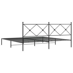 Berkfield Home Metal Bed Frame without Mattress with Headboard Black 193x203cm - Size: 193x203 cm - thumbnail 6