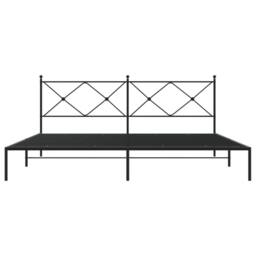 Berkfield Home Metal Bed Frame without Mattress with Headboard Black 193x203cm - Size: 193x203 cm - thumbnail 4