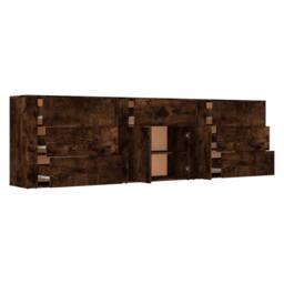 Berkfield Home Sideboards 3 pcs Smoked Oak Engineered Wood in Brown - thumbnail 5