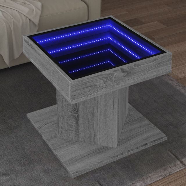 Berkfield Home Coffee Table with LED Grey Sonoma 50x50x45 cm Engineered Wood - Size: 50 x 50 x 45 cm - image 1