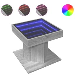 Berkfield Home Coffee Table with LED Grey Sonoma 50x50x45 cm Engineered Wood - Size: 50 x 50 x 45 cm - thumbnail 2