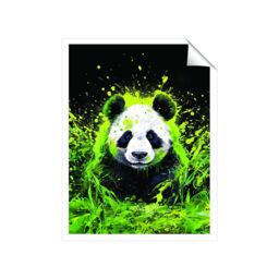 "Warren Reed - Designer Green Splashart Panda Face Unframed Art Print - Size: W16"" x H24""" - thumbnail 2