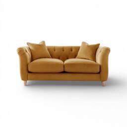 The Great Sofa Company Kensington 2-Seater Velvet Chesterfield Sofa in Mustard - Size: 2 Seater - thumbnail 3