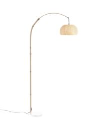 H&O Direct E27 1-Light Bamboo Lampshade Floor Lamp with Foot Switch in Khaki - thumbnail 4