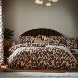Furn Leopard Printed Frill Trim Duvet Cover Set - Size: Single - thumbnail 1