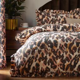 Furn Leopard Printed Frill Trim Duvet Cover Set - Size: Single - thumbnail 3