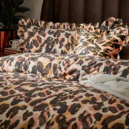Furn Leopard Printed Frill Trim Duvet Cover Set - Size: Single - thumbnail 2