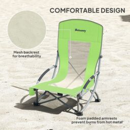 OUTSUNNY Set of 2 Folding Beach Chair, Camping Chair with Carry Bag, Green - thumbnail 6