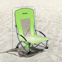 OUTSUNNY Set of 2 Folding Beach Chair, Camping Chair with Carry Bag, Green - thumbnail 3