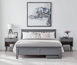 FurnitureboxUK Azure Modern Solid Pine Bed with 2 Drawers in Grey - Size: King - thumbnail 2