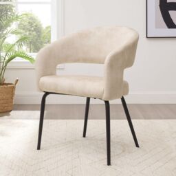 Modish Furnishing Jasmine Set Of 2 Cream Velvet Dining Chair With Black Legs - thumbnail 2