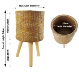 Leaf 54cm x 30cm Rattan Effect Composite Large Planter in Dark Brown - Size: 54 cm x 30 cm - thumbnail 3