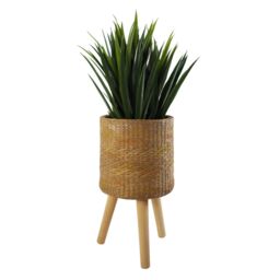 Leaf 54cm x 30cm Rattan Effect Composite Large Planter in Dark Brown - Size: 54 cm x 30 cm - thumbnail 4