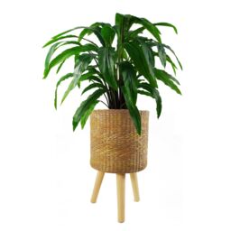 Leaf 54cm x 30cm Rattan Effect Composite Large Planter in Dark Brown - Size: 54 cm x 30 cm - thumbnail 5