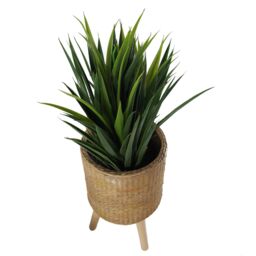 Leaf 54cm x 30cm Rattan Effect Composite Large Planter in Dark Brown - Size: 54 cm x 30 cm - thumbnail 6