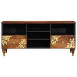 Berkfield Home TV Cabinet 100x33x46 cm Solid Wood Mango in Brown - Size: 100 x 33 x 46 cm - thumbnail 3