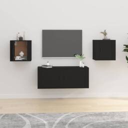 Berkfield Home Wall Mounted TV Cabinets 2 pcs Black 40x34.5x40 cm - thumbnail 2