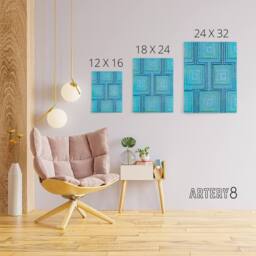 "Artery8 Squares Geometric Blue Pattern Canvas Wall Art Print Furuya Korin - Size: W24"" x H32""" - thumbnail 4
