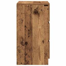 Berkfield Home Durable Bedside Cabinets with 3 Drawers 2 pcs Old Wood 39x35x65 cm in Brown - Size: 39 x 35 x 65 cm - thumbnail 8