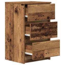 Berkfield Home Durable Bedside Cabinets with 3 Drawers 2 pcs Old Wood 39x35x65 cm in Brown - Size: 39 x 35 x 65 cm - thumbnail 6