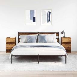 Berkfield Home Durable Bedside Cabinets with 3 Drawers 2 pcs Old Wood 39x35x65 cm in Brown - Size: 39 x 35 x 65 cm - thumbnail 1