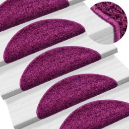 Berkfield Home Carpet Stair Treads 15 pcs Violet 56x17x3 cm in Purple - Size: Medium - thumbnail 2