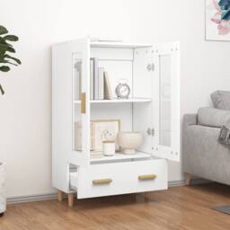 Berkfield Home Highboard White 70x31x115 cm Engineered Wood - Size: 70 x 31 x 115 cm - thumbnail 3