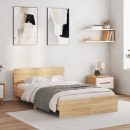 Berkfield Home Bed Frame without Mattress Sonoma Oak 120x190 cm Small Double in Brown - thumbnail 1