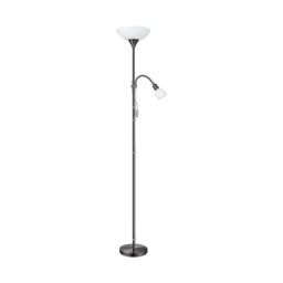 Loops Floor Lamp Light Nickel Shade White Plastic Glass Bulb E27 E14 1x60W 1x25W in Metallics