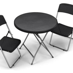 EONLION 80cm Black Wooden Look Round Folding Garden Table - thumbnail 4