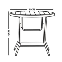 EONLION 80cm Black Wooden Look Round Folding Garden Table - thumbnail 2